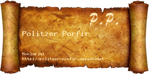 Politzer Porfir névjegykártya